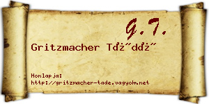 Gritzmacher Tádé névjegykártya